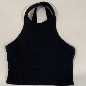 Beyond Yoga Black criscross back crop work out top